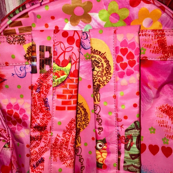 Kids hot pink I love carrots Oilily backpack - Picture 4 of 8